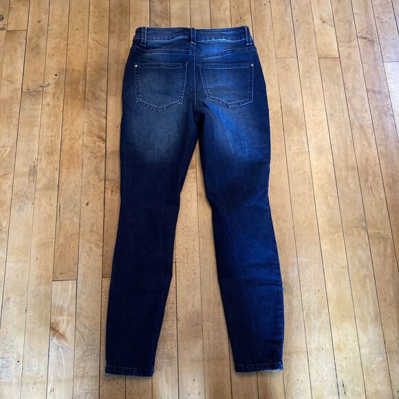 Maurices Everflex High Rise Jeans Women’s Size 0 X-Short Dark Wash Distressed - Picture 8 of 10